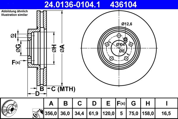 ATE 24.0136-0104.1 - Гальмівний диск autozip.com.ua