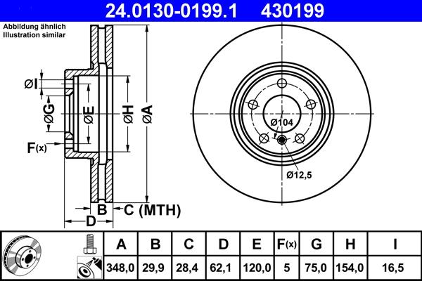 ATE 24.0130-0199.1 - Гальмівний диск autozip.com.ua