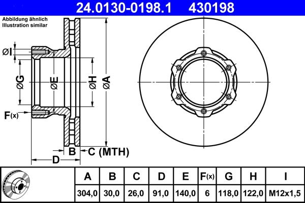 ATE 24.0130-0198.1 - Гальмівний диск autozip.com.ua