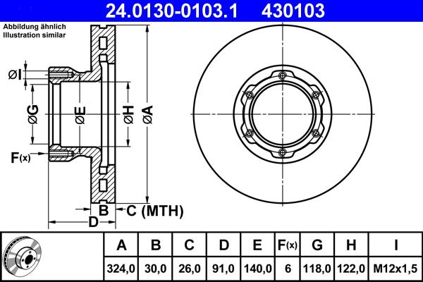 ATE 24.0130-0103.1 - Гальмівний диск autozip.com.ua