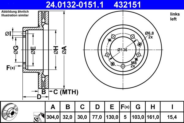 ATE 24.0132-0151.1 - Гальмівний диск autozip.com.ua