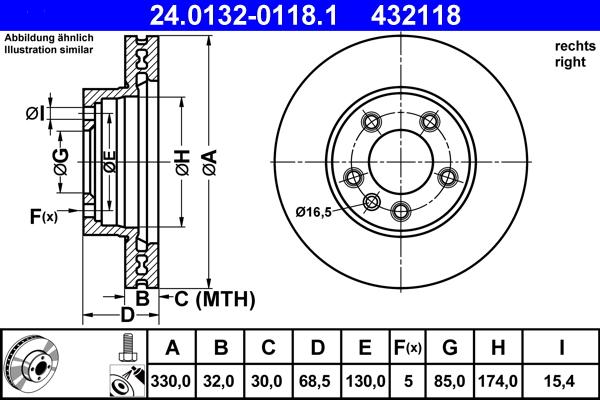 ATE 24.0132-0118.1 - Гальмівний диск autozip.com.ua