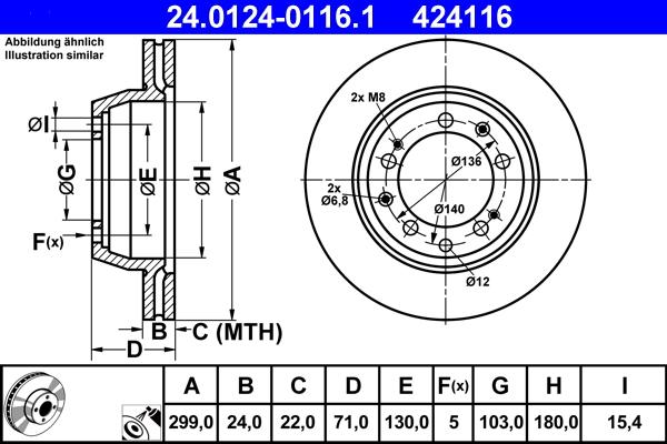 ATE 24.0124-0116.1 - Гальмівний диск autozip.com.ua