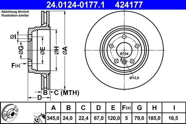 ATE 24.0124-0177.1 - Гальмівний диск autozip.com.ua