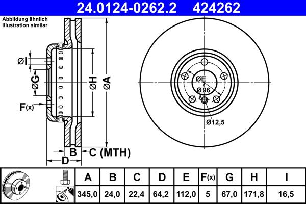 ATE 24.0124-0262.2 - Гальмівний диск autozip.com.ua