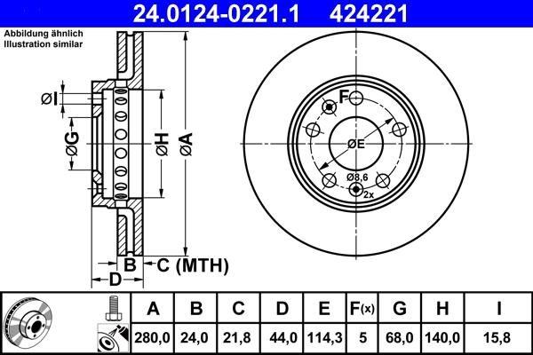 ATE 24.0124-0221.1 - Гальмівний диск autozip.com.ua