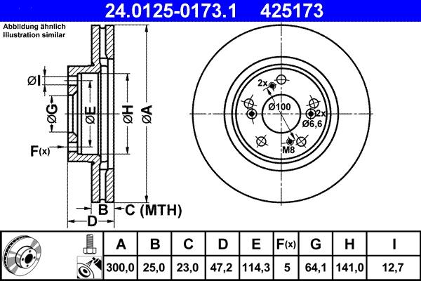 ATE 24.0125-0173.1 - Гальмівний диск autozip.com.ua