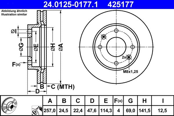 ATE 24.0125-0177.1 - Гальмівний диск autozip.com.ua