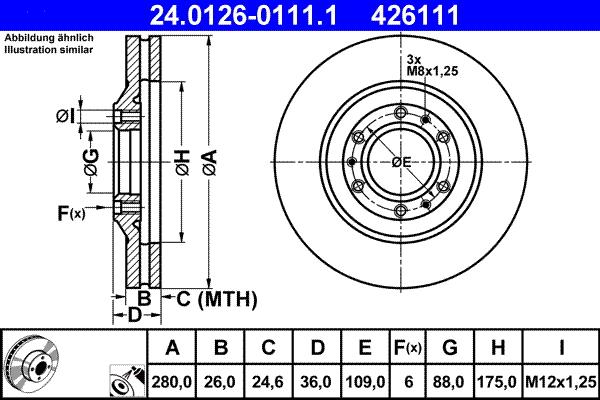 ATE 24.0126-0111.1 - Гальмівний диск autozip.com.ua