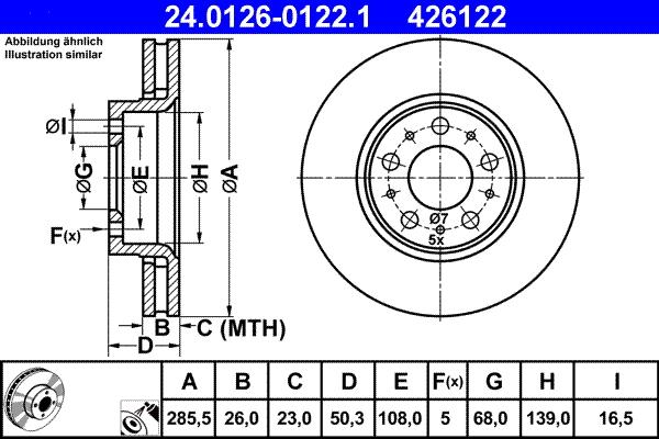 ATE 24.0126-0122.1 - Гальмівний диск autozip.com.ua