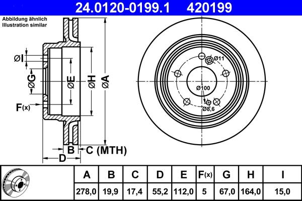 ATE 24.0120-0199.1 - Гальмівний диск autozip.com.ua