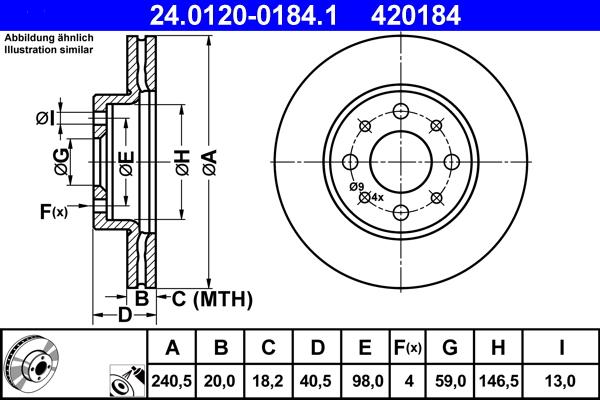 ATE 24.0120-0184.1 - Гальмівний диск autozip.com.ua