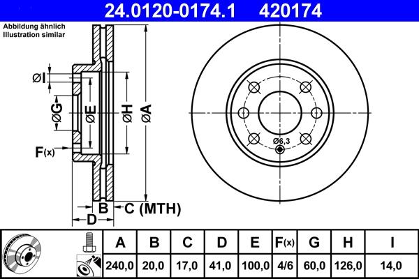 ATE 24.0120-0174.1 - Гальмівний диск autozip.com.ua