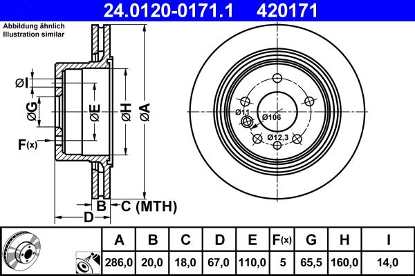 ATE 24.0120-0171.1 - Гальмівний диск autozip.com.ua