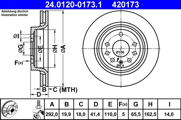ATE 24.0120-0173.1 - Гальмівний диск autozip.com.ua