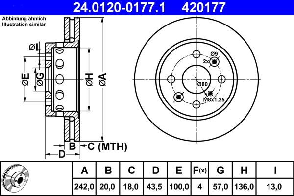 ATE 24.0120-0177.1 - Гальмівний диск autozip.com.ua