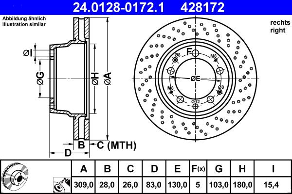ATE 24.0128-0172.1 - Гальмівний диск autozip.com.ua