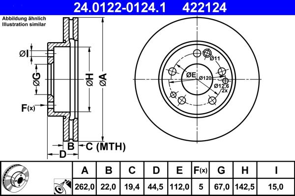 ATE 24.0122-0124.1 - Гальмівний диск autozip.com.ua