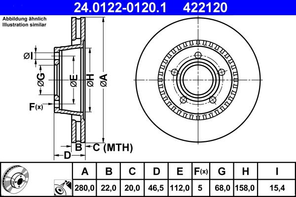 ATE 24.0122-0120.1 - Гальмівний диск autozip.com.ua