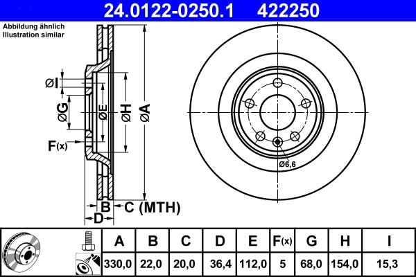 ATE 24.0122-0250.1 - Гальмівний диск autozip.com.ua