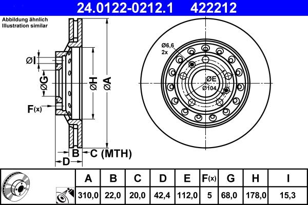 ATE 24.0122-0212.1 - Гальмівний диск autozip.com.ua