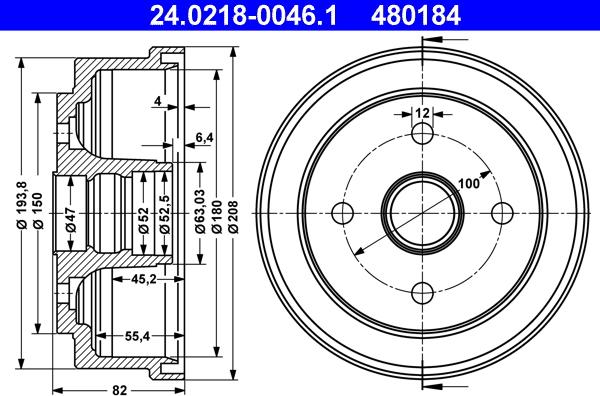 ATE 24.0218-0046.1 - Гальмівний барабан autozip.com.ua