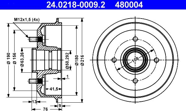 ATE 24.0218-0009.2 - Гальмівний барабан autozip.com.ua