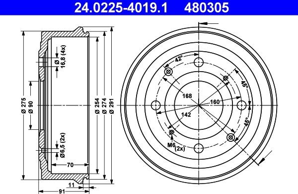 ATE 24.0225-4019.1 - Гальмівний барабан autozip.com.ua