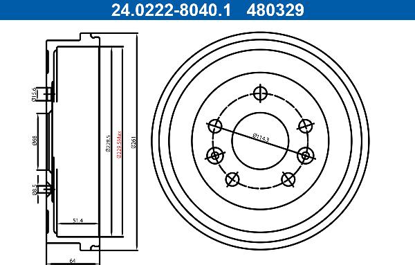 ATE 24.0222-8040.1 - Гальмівний барабан autozip.com.ua