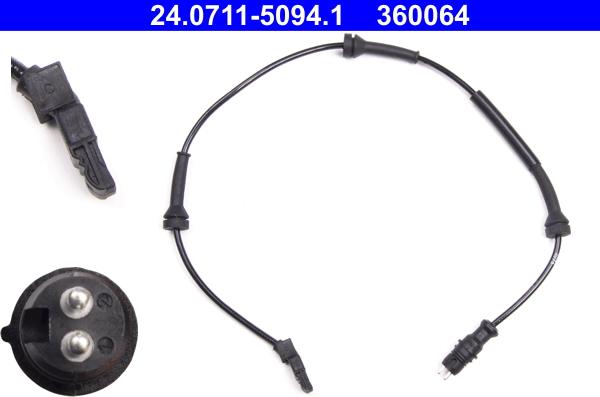 ATE 24.0711-5094.1 - Датчик ABS, частота обертання колеса autozip.com.ua
