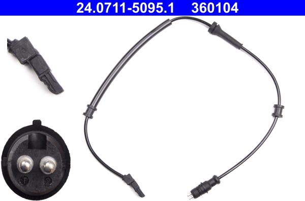 ATE 24.0711-5095.1 - Датчик ABS, частота обертання колеса autozip.com.ua