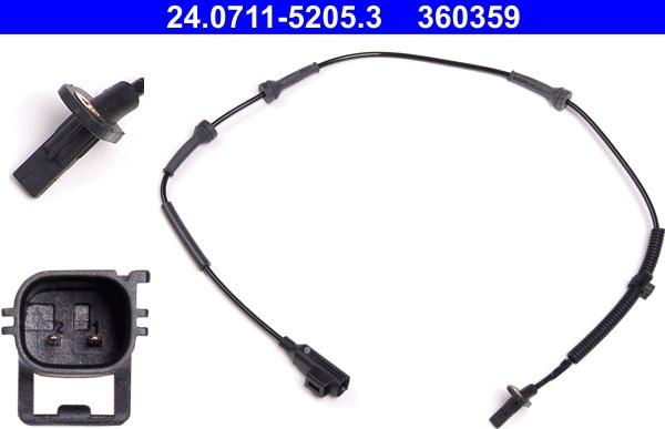 ATE 24.0711-5205.3 - Датчик ABS, частота обертання колеса autozip.com.ua