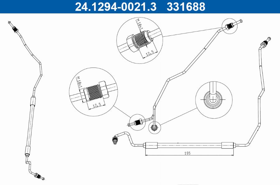 ATE 24.1294-0021.3 - Гальмівний шланг autozip.com.ua