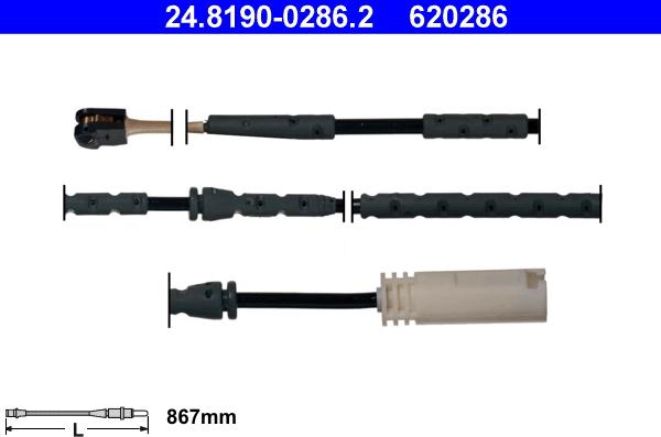 ATE 24.8190-0286.2 - Сигналізатор, знос гальмівних колодок autozip.com.ua