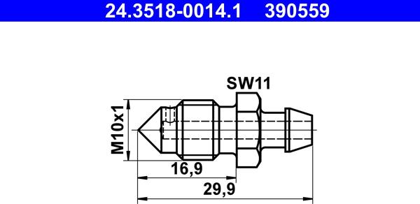 ATE 24.3518-0014.1 - Болт повітряного клапана / вентиль autozip.com.ua