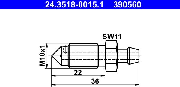 ATE 24.3518-0015.1 - Болт повітряного клапана / вентиль autozip.com.ua