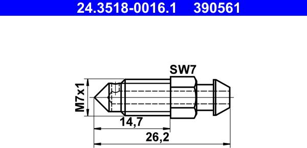 ATE 24.3518-0016.1 - Болт повітряного клапана / вентиль autozip.com.ua