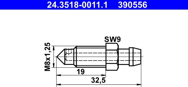 ATE 24.3518-0011.1 - Болт повітряного клапана / вентиль autozip.com.ua