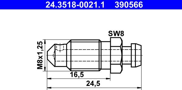 ATE 24.3518-0021.1 - Болт повітряного клапана / вентиль autozip.com.ua