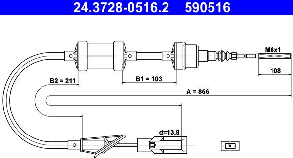 ATE 24.3728-0516.2 - Трос, управління зчепленням autozip.com.ua