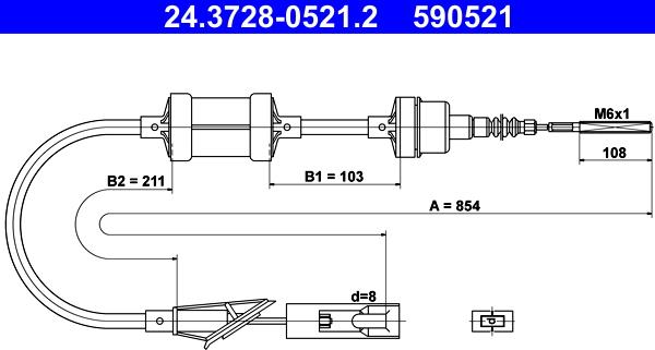 ATE 24.3728-0521.2 - Трос, управління зчепленням autozip.com.ua