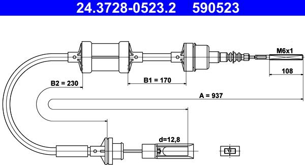 ATE 24.3728-0523.2 - Трос, управління зчепленням autozip.com.ua