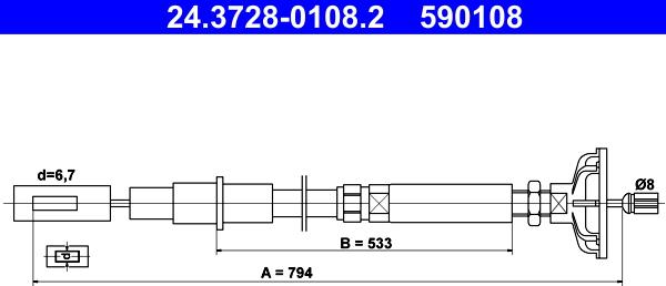 ATE 24.3728-0108.2 - Трос, управління зчепленням autozip.com.ua