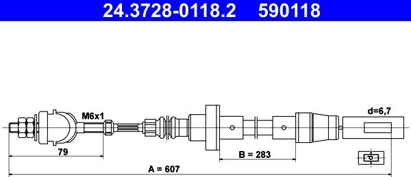 ATE 24.3728-0118.2 - Трос, управління зчепленням autozip.com.ua