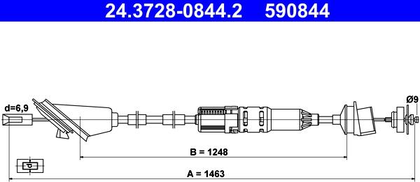 ATE 24.3728-0844.2 - Трос, управління зчепленням autozip.com.ua