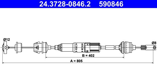 ATE 24.3728-0846.2 - Трос, управління зчепленням autozip.com.ua