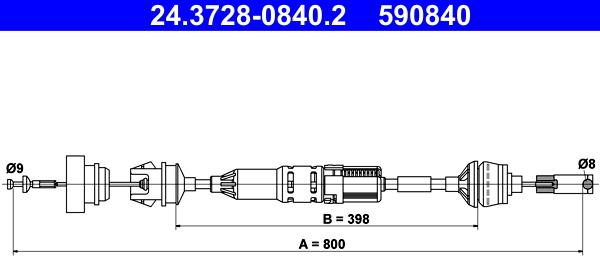 ATE 24.3728-0840.2 - Трос, управління зчепленням autozip.com.ua