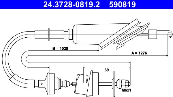 ATE 24.3728-0819.2 - Трос, управління зчепленням autozip.com.ua