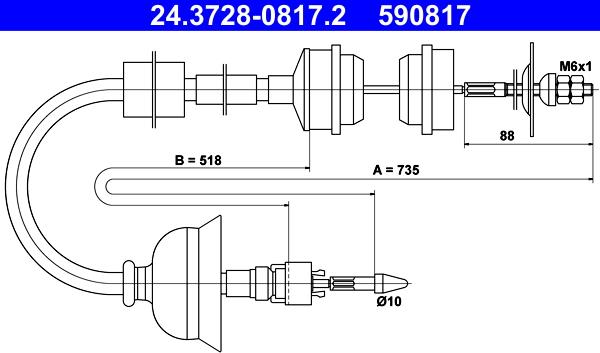 ATE 24.3728-0817.2 - Трос, управління зчепленням autozip.com.ua