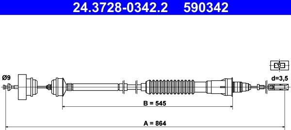 ATE 24.3728-0342.2 - Трос, управління зчепленням autozip.com.ua